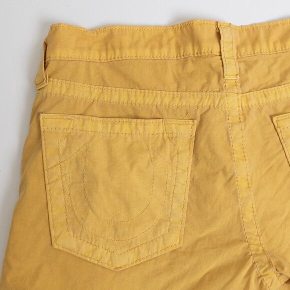 ✨ True Religion Romy Yellow Raw Hem Shorts Cotton Poplin Made in USA - Picture 10 of 12